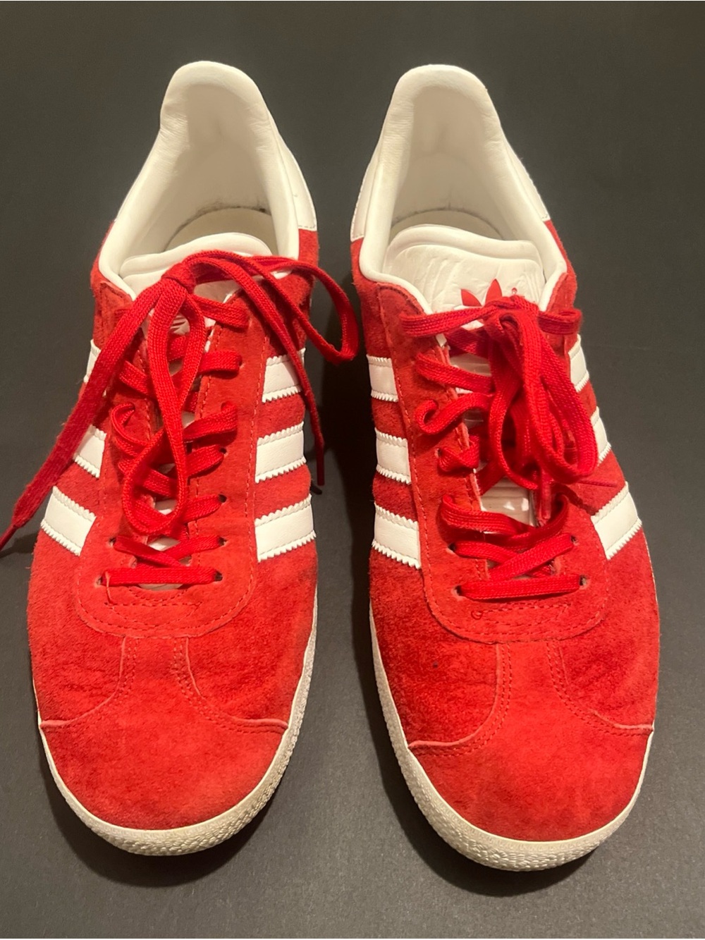 adidas Gazelle  Red and White Suede Athletic Shoes 7.5